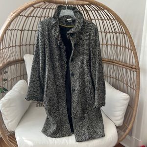 Black and white long trench